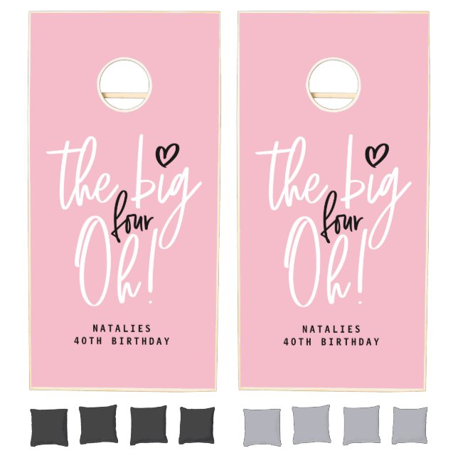 The big four oh! 40th birthday party pink girly cornhole set (Set)