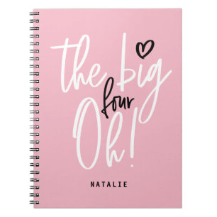 The big four oh! 40th birthday party pink girly notebook