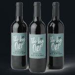 The big four oh! 40th birthday party teal favor wine label<br><div class="desc">The big four oh! 40th birthday party teal favor wine label</div>