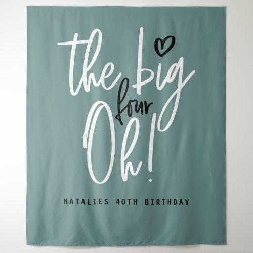 The big four oh 40th birthday party teal girly tapestry