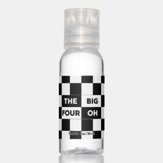 The Big Four Oh Black White Checkered Pattern Hand Sanitizer