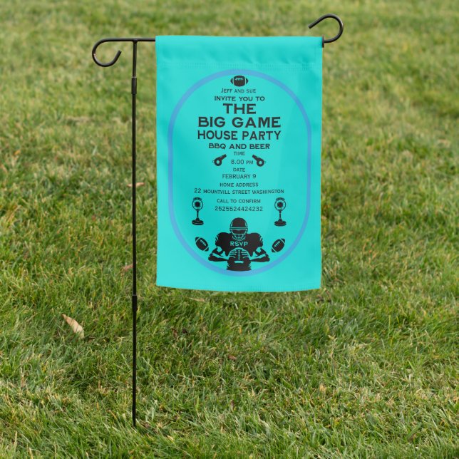 The Big Game BBQ House Party Garden Flag (In SItu)
