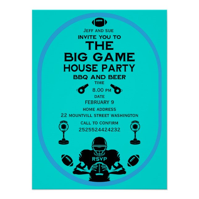 The Big Game BBQ House Party Poster (Front)
