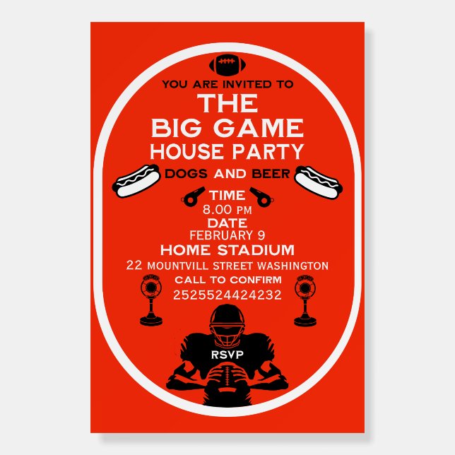 The Big Game Football House Party Foam Board (Front)