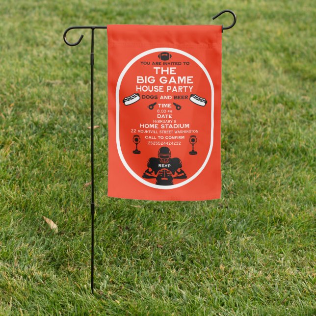 The Big Game Football House Party Garden Flag (In SItu)