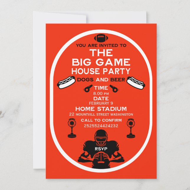 The Big Game Football House Party Invitation (Front)