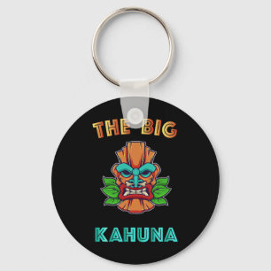 The Big Kahuna Funny Hawaiian Tiki Dad Boss Gift Keychain