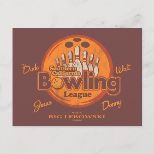 The Big Lebowski Bowling League Team Graphic Postcard