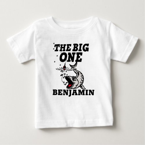 THE BIG ONE 1st Birthday PERSONALIZED Fishing Baby T_Shirt