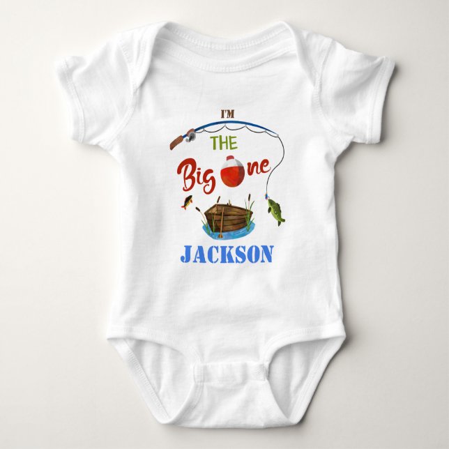 The Big ONE baby bodysuite Little fisherman boy Baby Bodysuit (Front)