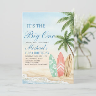 The Big One Beach Surf 1st Birthday Invitation