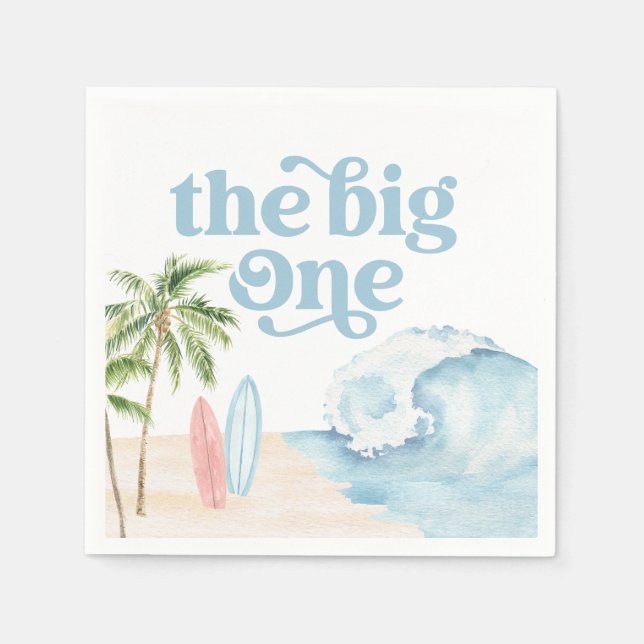 The Big One Beach Surf 1st Birthday Napkins (Front)