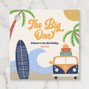 The Big One Beach Surf 1st Birthday Party Favor Tags