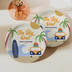 The Big One Beach Surf Blue 1st Birthday Party Paper Plates