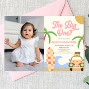 The Big One Beach Surf Picture 1st Birthday Party Invitation