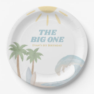 The Big One Beach Surf Summer Watercolor Coastal Paper Plates