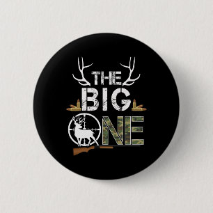 The Big One Birthday Boy Deer Hunter Camouflage 1s Button