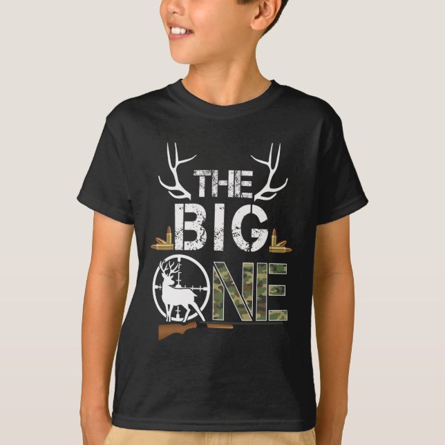 The Big One Birthday Boy Deer Hunter Camouflage 1s T-Shirt (Front)