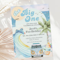 The Big One Blue Retro Surfing First Birthday