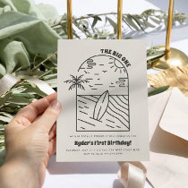 The Big One | Boy's 1st Surf Beach Birthday Invitation