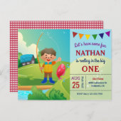The Big One Boys Fishing 1st First Birthday Party Invitation Postcard (Front/Back)
