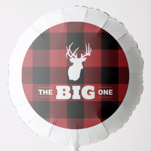 The Big One Buffalo Plaid Birthday Balloon