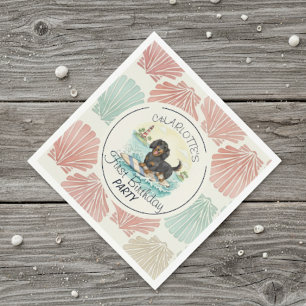 The Big One Dachshund Tropical Surf Birthday Napkins