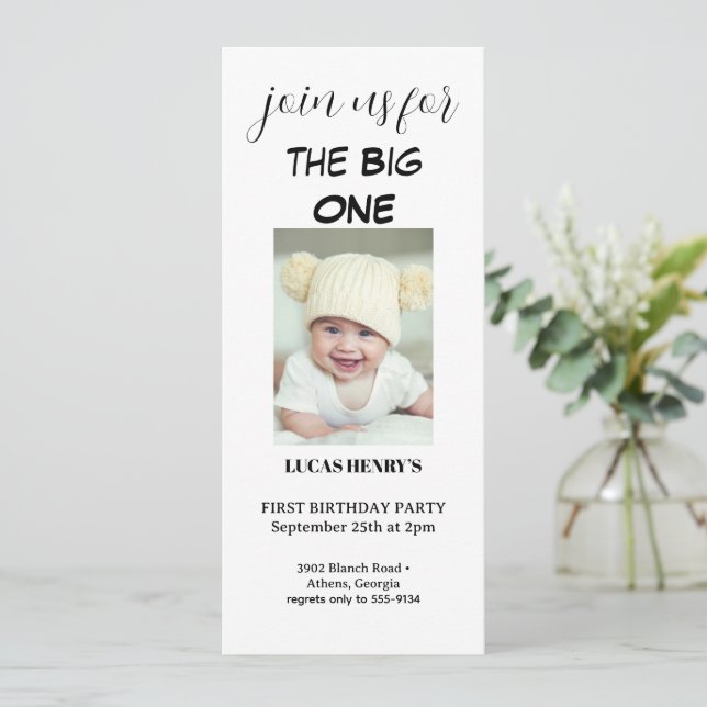 The Big ONE Deer First Birthday Photo with QR Code Invitation (Standing Front)
