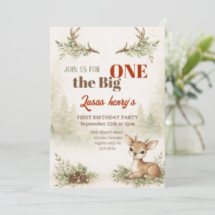 The Big ONE Deer First Hunting 1st Birthday Invitation