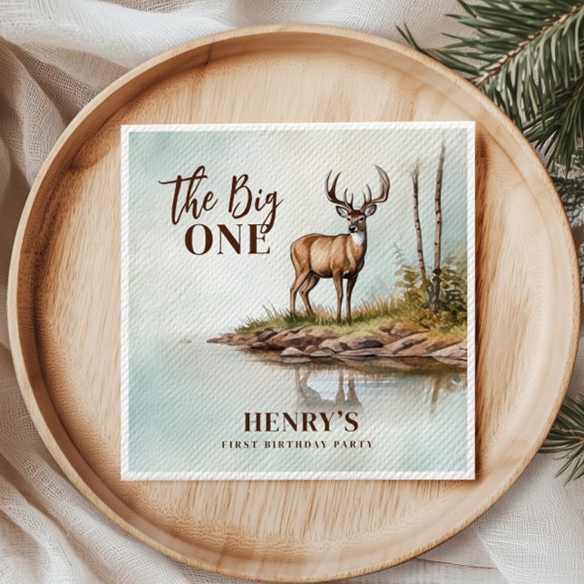 The Big ONE Deer First Hunting 1st Birthday Napkins (Creator Uploaded)