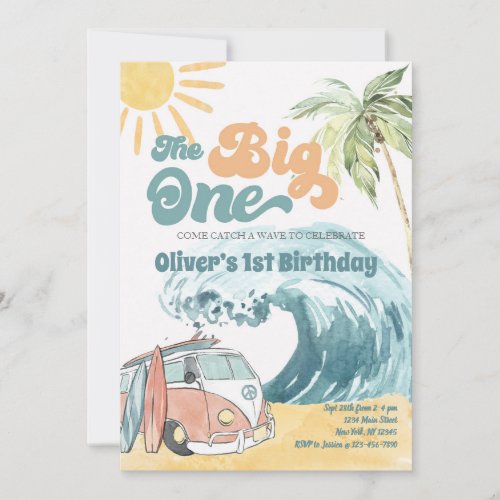 The BIG ONE First Birthday_Beach Surfing Party  Invitation