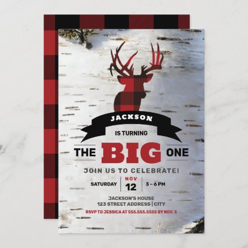 The Big One First Birthday Deer Theme Invite