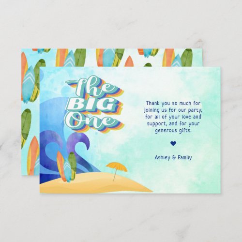 The Big One First Birthday Thank You Card