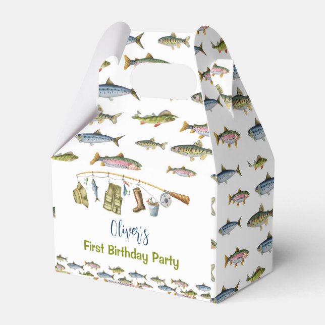 The Big One Fishing Birthday Party Favor Box (Front Side)