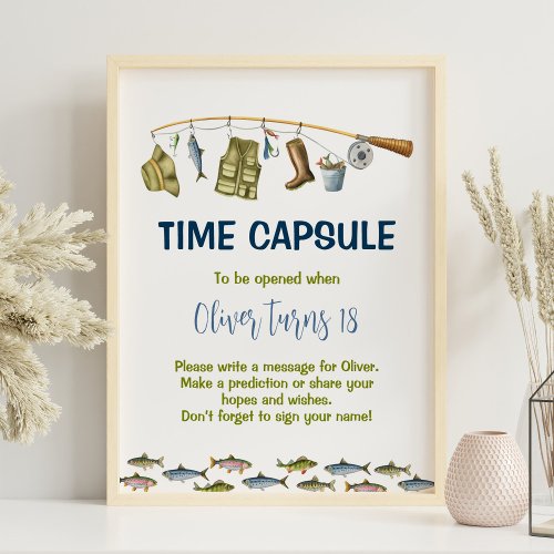 The Big One Fishing Birthday Time Capsule Sign