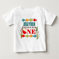 The Big One Fishing Theme Boys First Birthday Baby T-Shirt