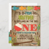 The Big One Fishing Theme Boys First Birthday Invitation (Front/Back)