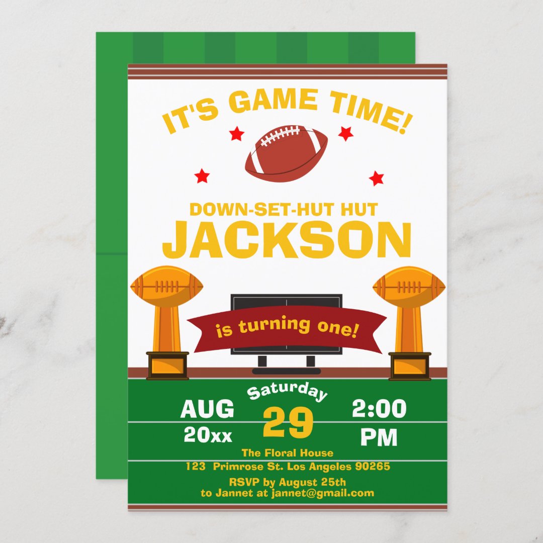 The Big One Football Sport Game Field Boy Birthday Invitation | Zazzle