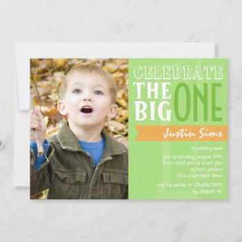 The Big One - Green Birthday Invitation by fireflidesigns at Zazzle