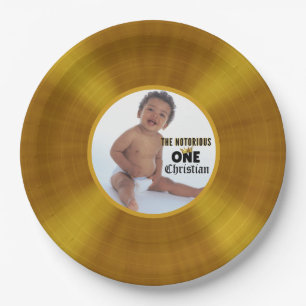 The Big ONE Hip Hop Birthday Gold Record Photo Paper Plates