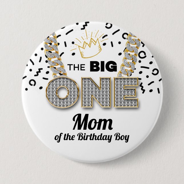 The BIG One Hip Hop First Birthday Family Button (Front)