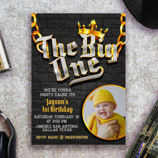 The Big One - Hip Hop with Photo Invitation