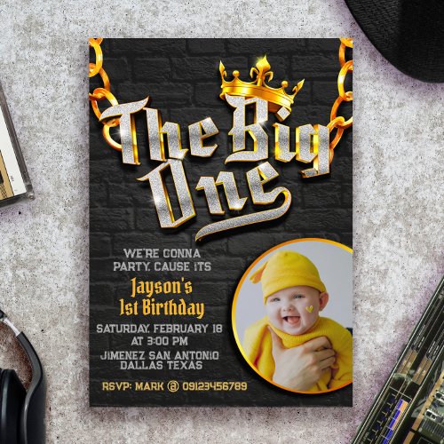 The Big One _ Hip Hop with Photo Invitation
