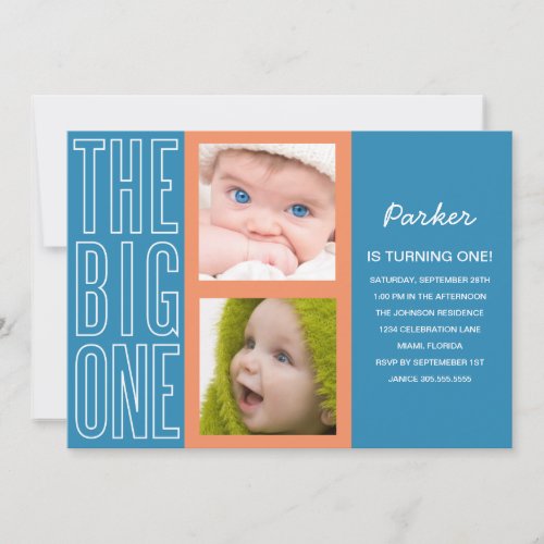 THE BIG ONE IN BLUE| FIRST BIRTHDAY INVITATION