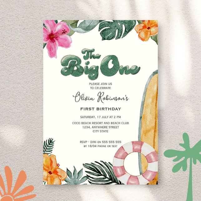 The Big One Luau Beach Club 1st Birthday Party  Invitation (Creator Uploaded)