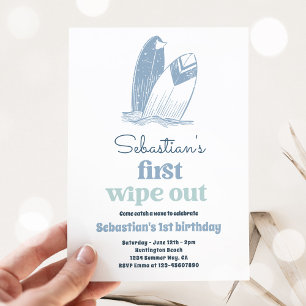 The Big One Modern Surf 1st Birthday Beach Party Invitation
