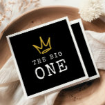The BIG ONE | Notorious 90's 1st Birthday Party Napkins<br><div class="desc">Celebrate your little one whose getting BIGGIE,  BIGGIE BIGGIE! Embrace the 90's hip-hop nostalgia with this unique and fully customizable kids birthday paper napkins – featuring a golden crown and fun rugged typography.</div>