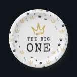The BIG ONE | Notorious 90's 1st Birthday Party Paper Plates<br><div class="desc">Celebrate your little one whose getting BIGGIE,  BIGGIE BIGGIE! Embrace the 90's hip-hop nostalgia with this unique and fully customizable kids birthday paper plates – featuring a golden crown,  fun rugged typography and a king of hip-hop inspired background.</div>