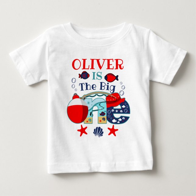 The Big ONE | O-fish-ally One | First Birthday Baby T-Shirt (Front)