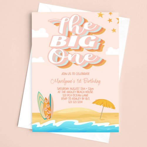 The Big One Ocean Beach 1st Birthday Invitation